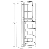 Home Decorators Collection Washington Veiled Gray Plywood Shaker Assembled Utility Pantry Kitchen Cabinet 4 ROT Sft Cls 24 in W x 24 in D x 84 in H