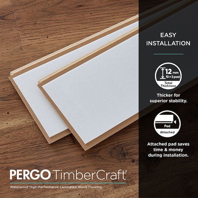 Pergo TimberCraft +WetProtect Harkness Oak Laminate Flooring With Attached Underlayment