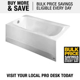 Cambridge 60 in. Left Drain Rectangular Apron Front Bathtub in White - Super Arbor