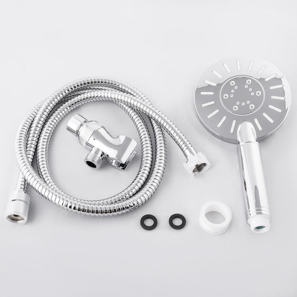 3-Spray 4.75 in. Round Single Wall Mount Fixed Adjustable Handheld Shower Head in Chrome - Super Arbor
