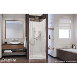 Flex 36 in. x 36 in. x 76.75 in. Pivot Shower Kit Door in Chrome with Center Drain White Acrylic Base and Back Walls Kit - Super Arbor