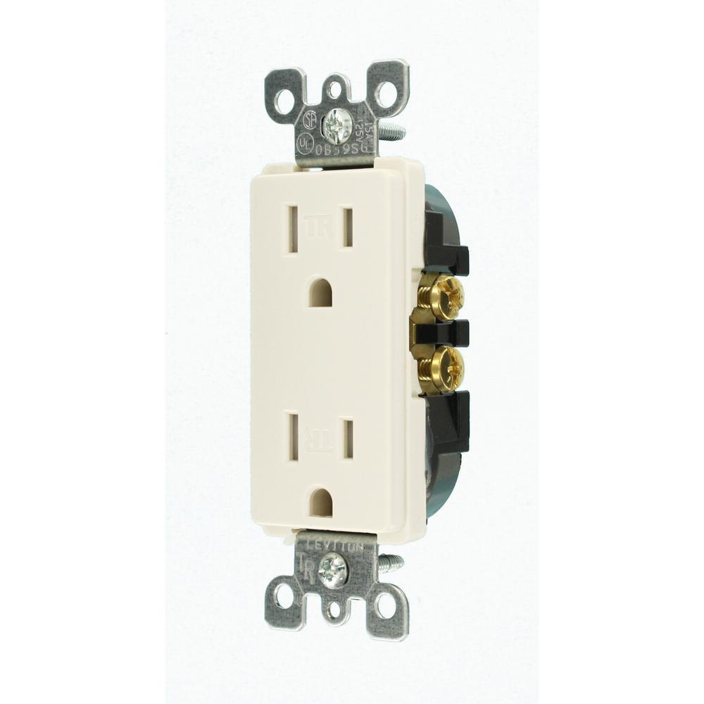Decora 15 Amp Tamper-Resistant Duplex Outlet, Light Almond - Super Arbor