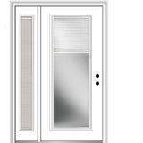 53 in. x 81.75 in. Internal Blinds Right Hand Inswing Full-Lite Primed Steel Prehung Front Door with One Sidelite - Super Arbor