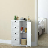Decora Ready to Assemble 12 in. x 32 in. x 22 in. Wooden 4-Drawer Bath Cabinet Storage Cupboard with 2-Shelves in White - Super Arbor