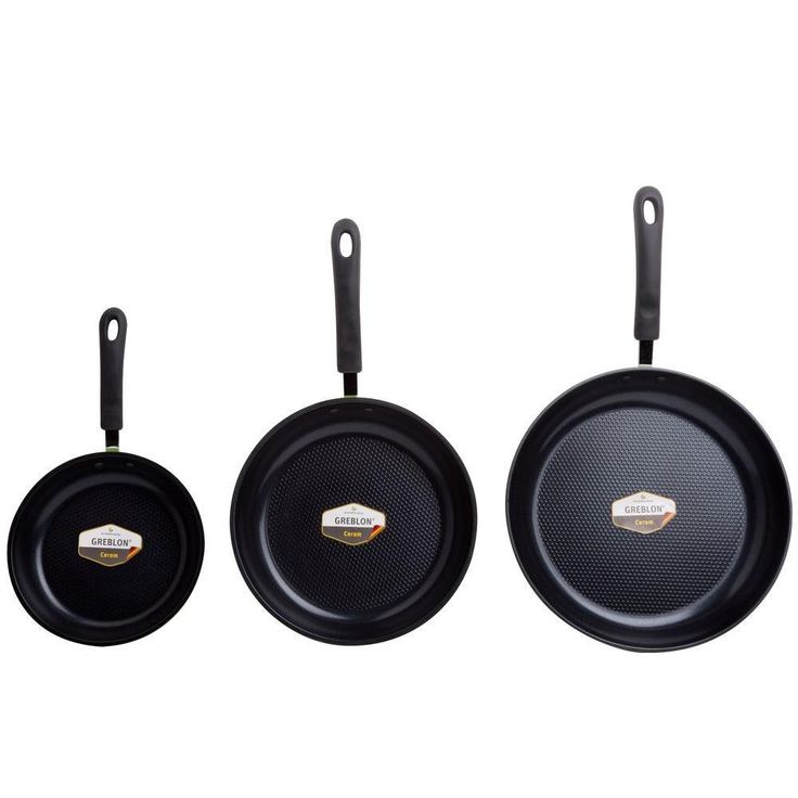Green Earth 3-Piece Aluminum Ceramic Nonstick Frying Pan Set in Green