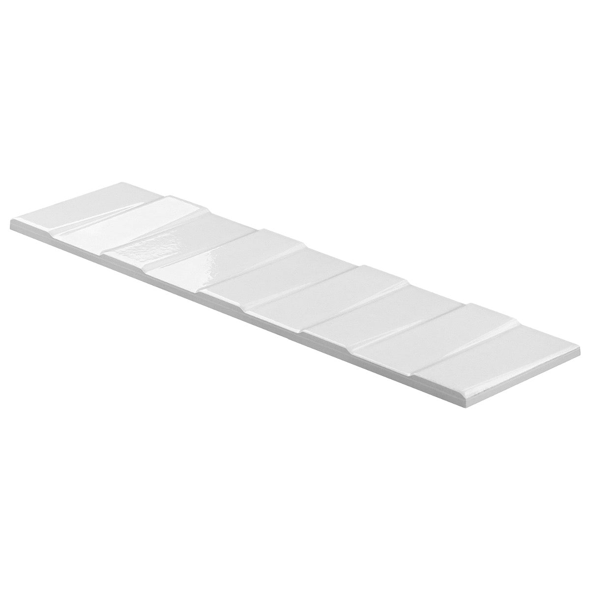 Lux Tile Colorplay Steps White 4.5x18 3D Glossy Crackled Ceramic Tile