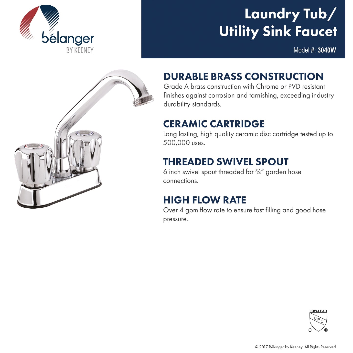 Belanger Polished Chrome 2-Handle Utility Faucet