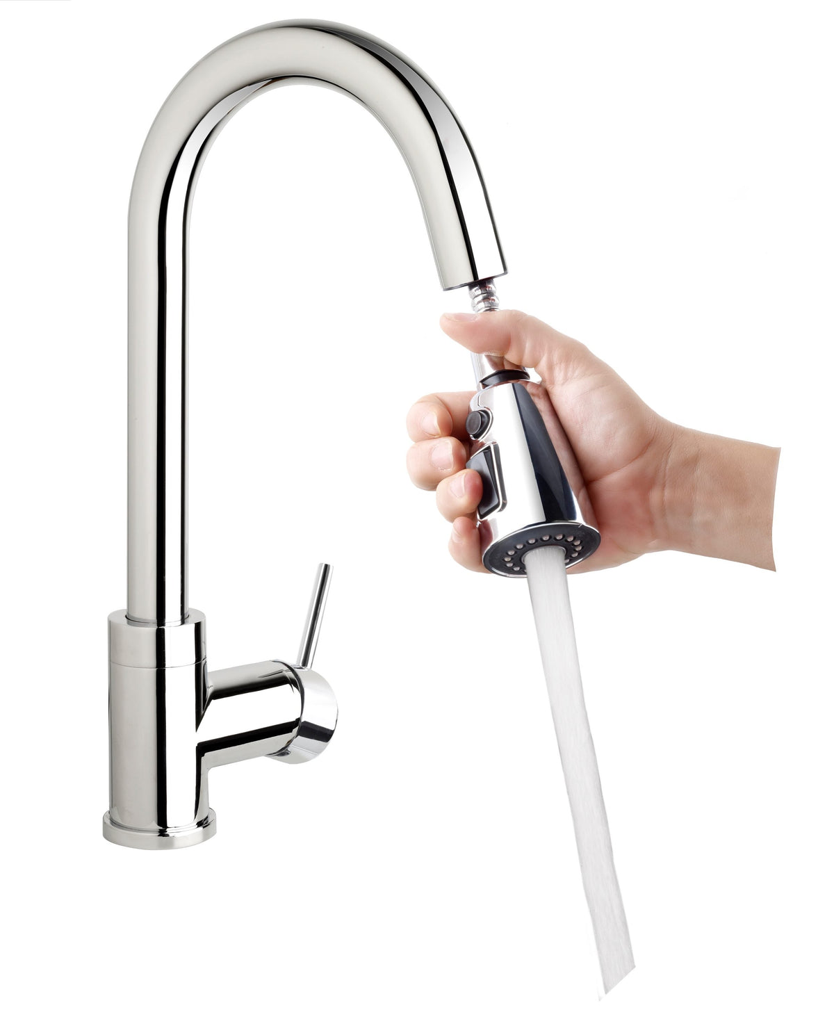 Keeney Polished Chrome 1-Handle Deck-Mount Pull-Down Kitchen Faucet with Deck Plate
