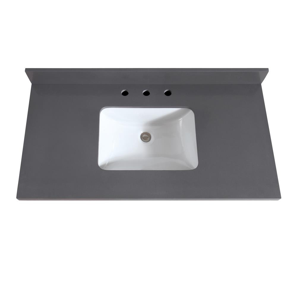 Avanity 43-in Gray Quartz Bathroom Vanity Top with Rectangular Undermount Sink and Backsplash