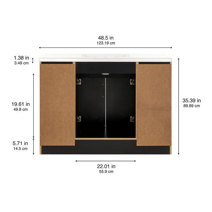 Style Selections Cauley 48-in Black Single Sink Bathroom Vanity with White Cultured Marble Top
