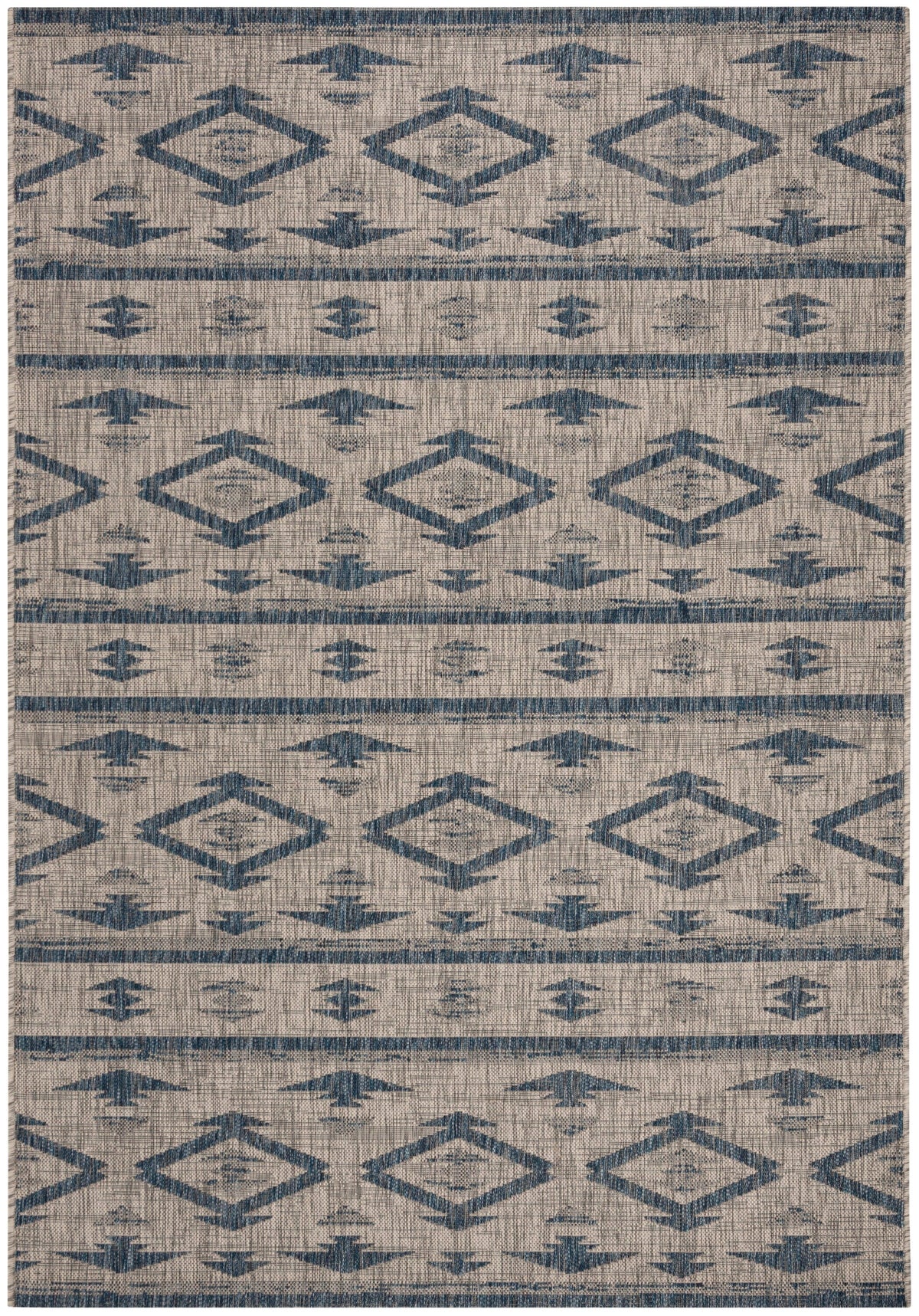 Safavieh Courtyard Tempe 8 x 11 Gray/Navy Indoor/Outdoor Abstract Coastal Area Rug