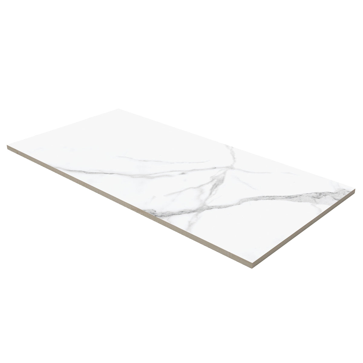 Satori Statuario 12-in x 24-in Polished Porcelain Marble-Look Floor and Wall Tile (1.93-sq ft per Piece)
