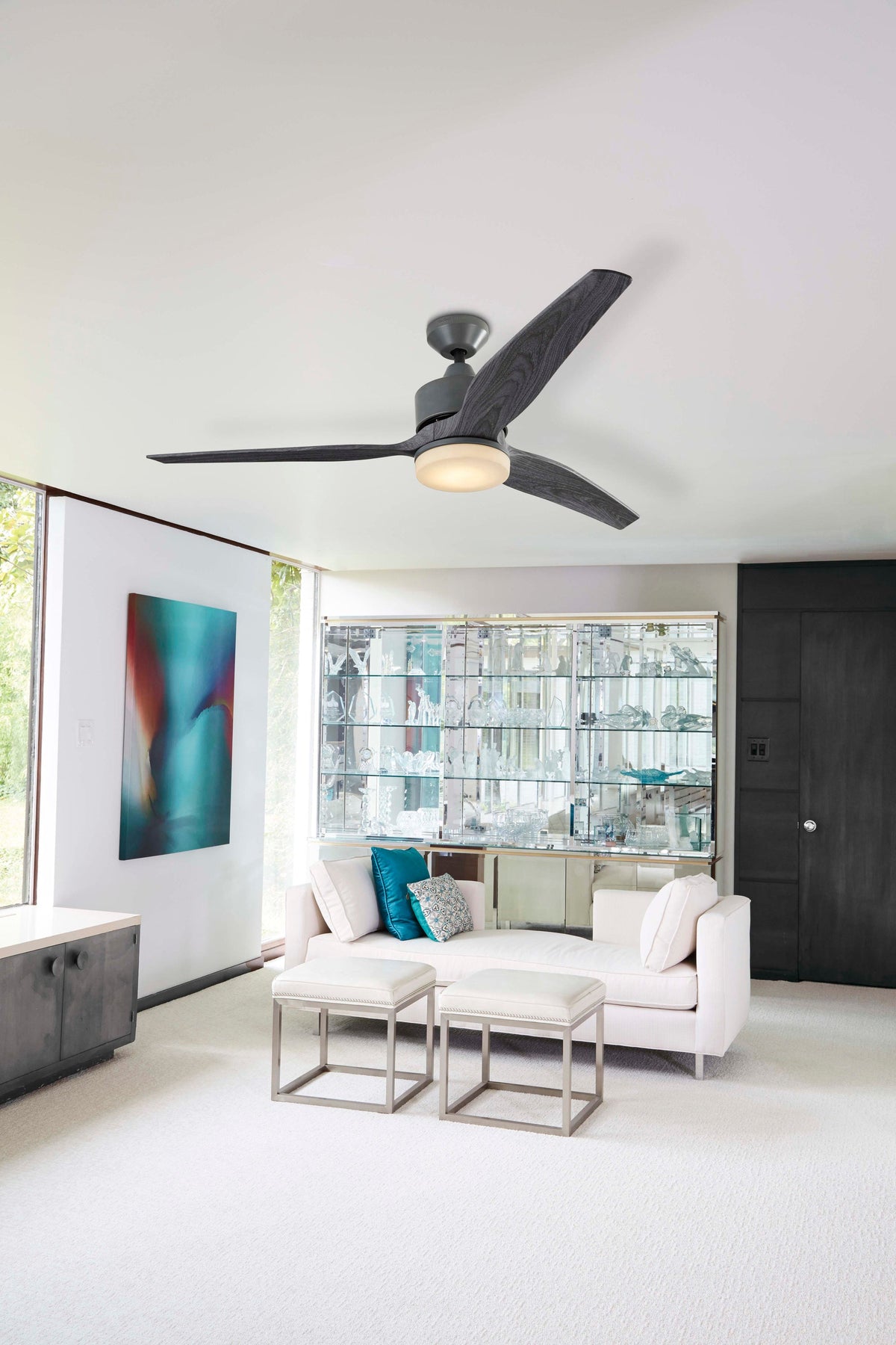 Harbor Breeze Fairwind 60-in Gray LED Indoor/Outdoor Ceiling Fan with Light Kit and Remote (3-Blade)