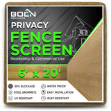 BOEN 6-ft H x 20-ft W Beige Polyethelene Chain Link Fence Screen