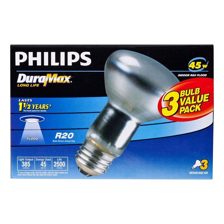 Philips 45-Watt R20 Incandescent DuraMax Dimmable Flood Light Bulb (3-Pack)