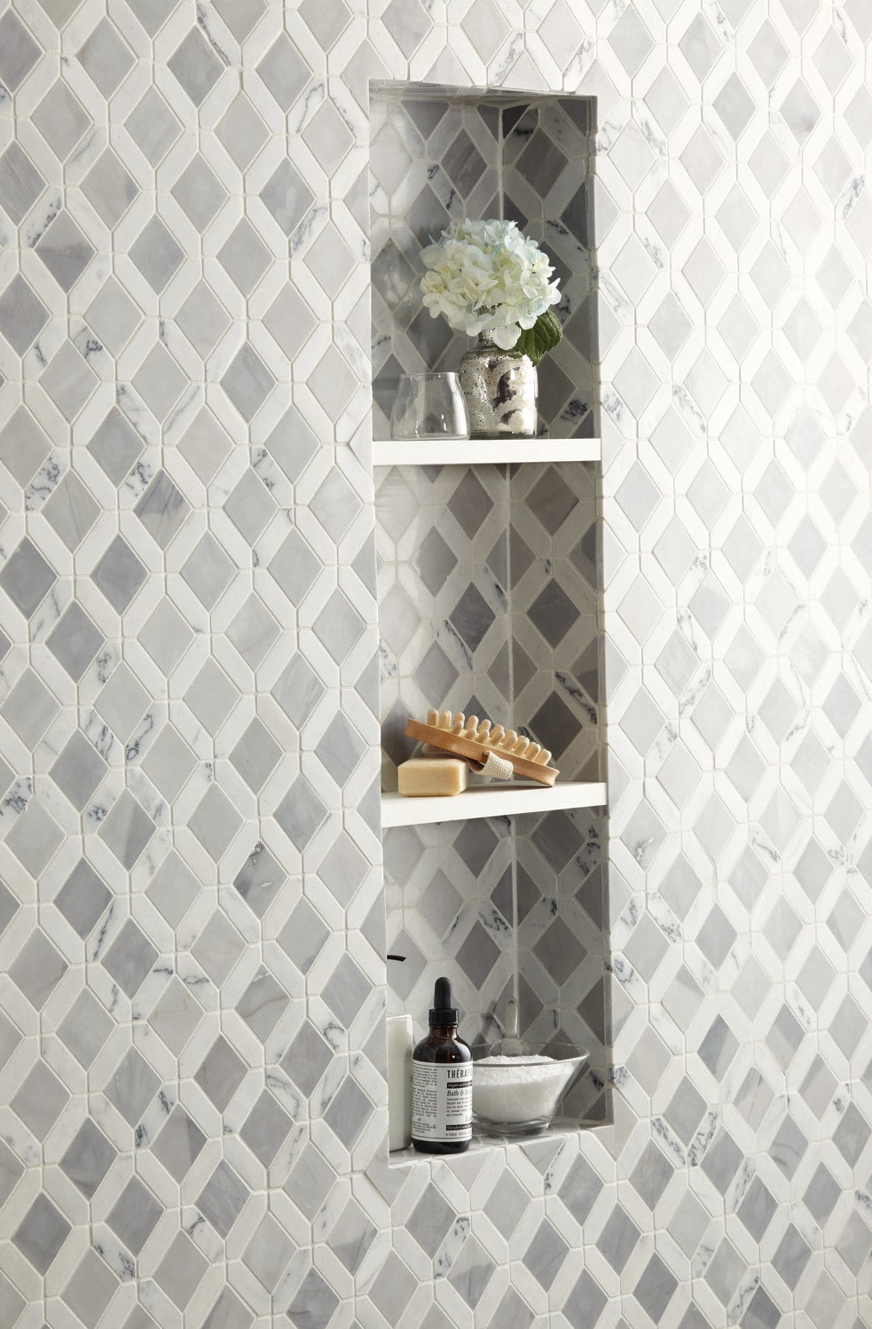 American Olean Genuine Stone White and Gray 12-in x 12-in Glazed Natural Marble Mosaic Floor and Wall Tile (1.08-sq ft)