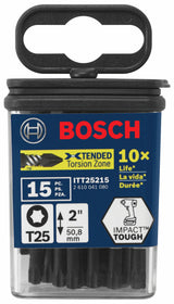 Bosch Impact Tough 15-Piece 1/4-in x 2-in Torx (T25) Impact Driver Bits - TorImpact