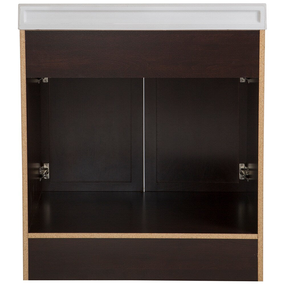Project Source 30-in Java Single Sink Bathroom Vanity with White Cultured Marble Top