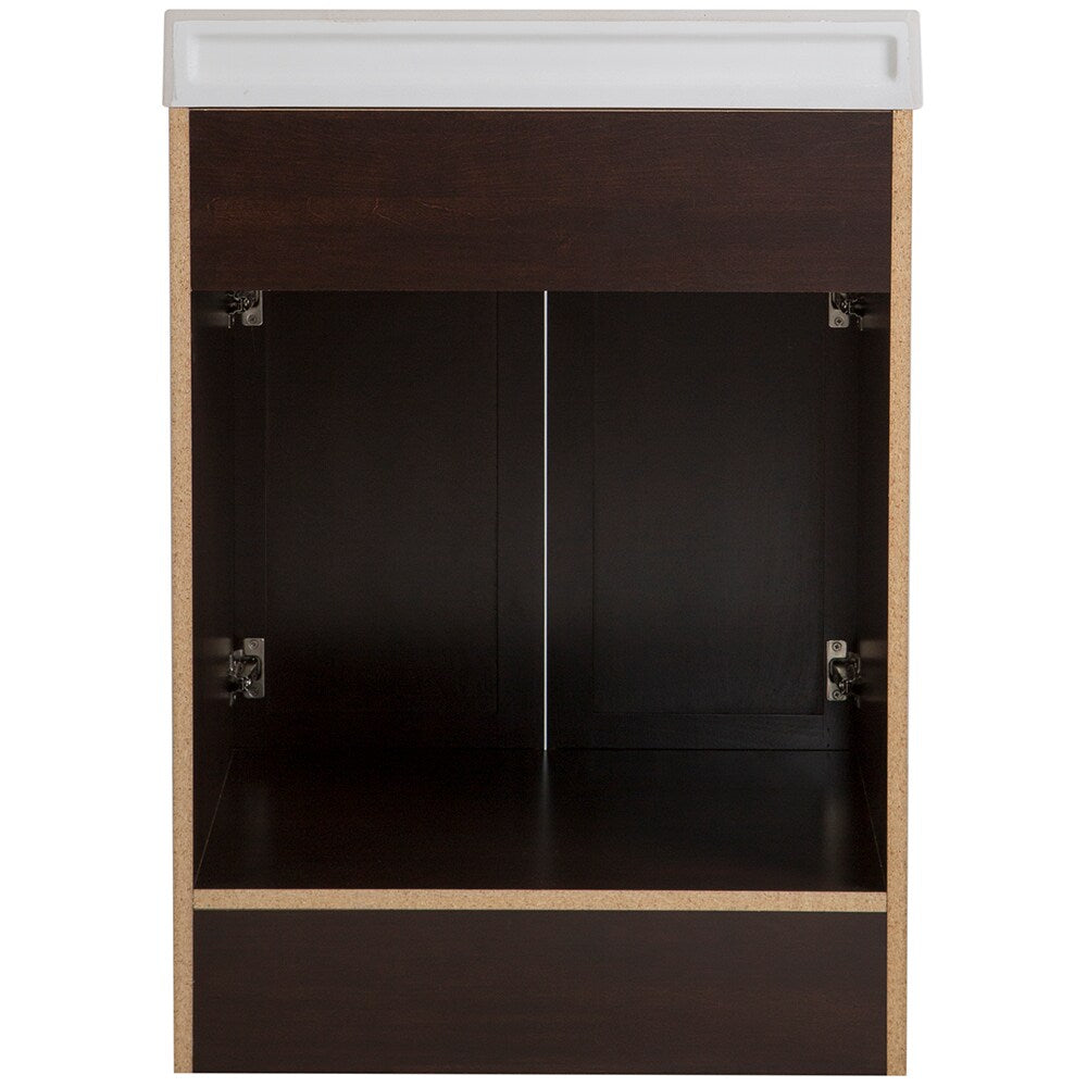Project Source 24.5-in Java Single Sink Bathroom Vanity with White Cultured Marble Top
