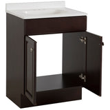 Project Source 24-in Java Single Sink Bathroom Vanity with White Cultured Marble Top