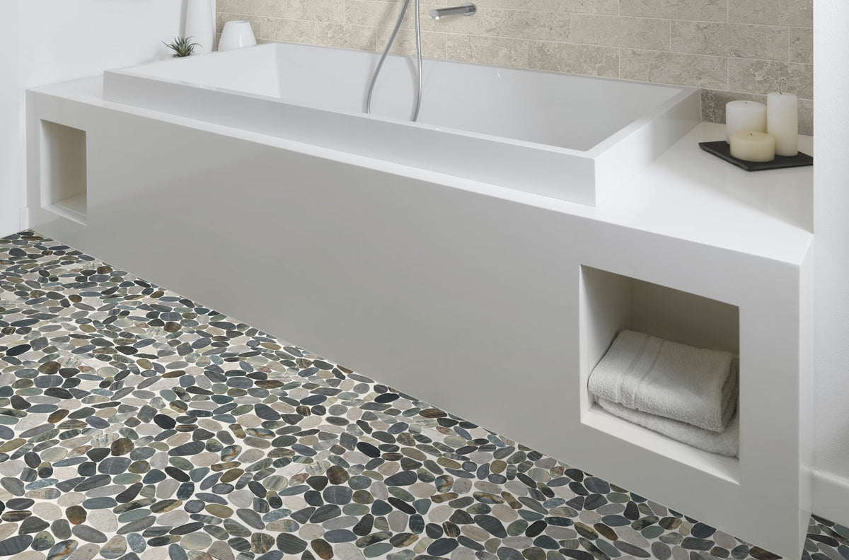 Delfino Stone Paradise Blend 12-in x 12-in Honed Natural Stone Pebble Floor and Wall Tile (0.95-sq. ft/ Piece)