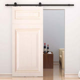 7.5 ft./90 in. Top Mount Sliding Barn Door Hardware Track Kit for Single Door with Non-Routed Floor Guide Frosted Black - Super Arbor