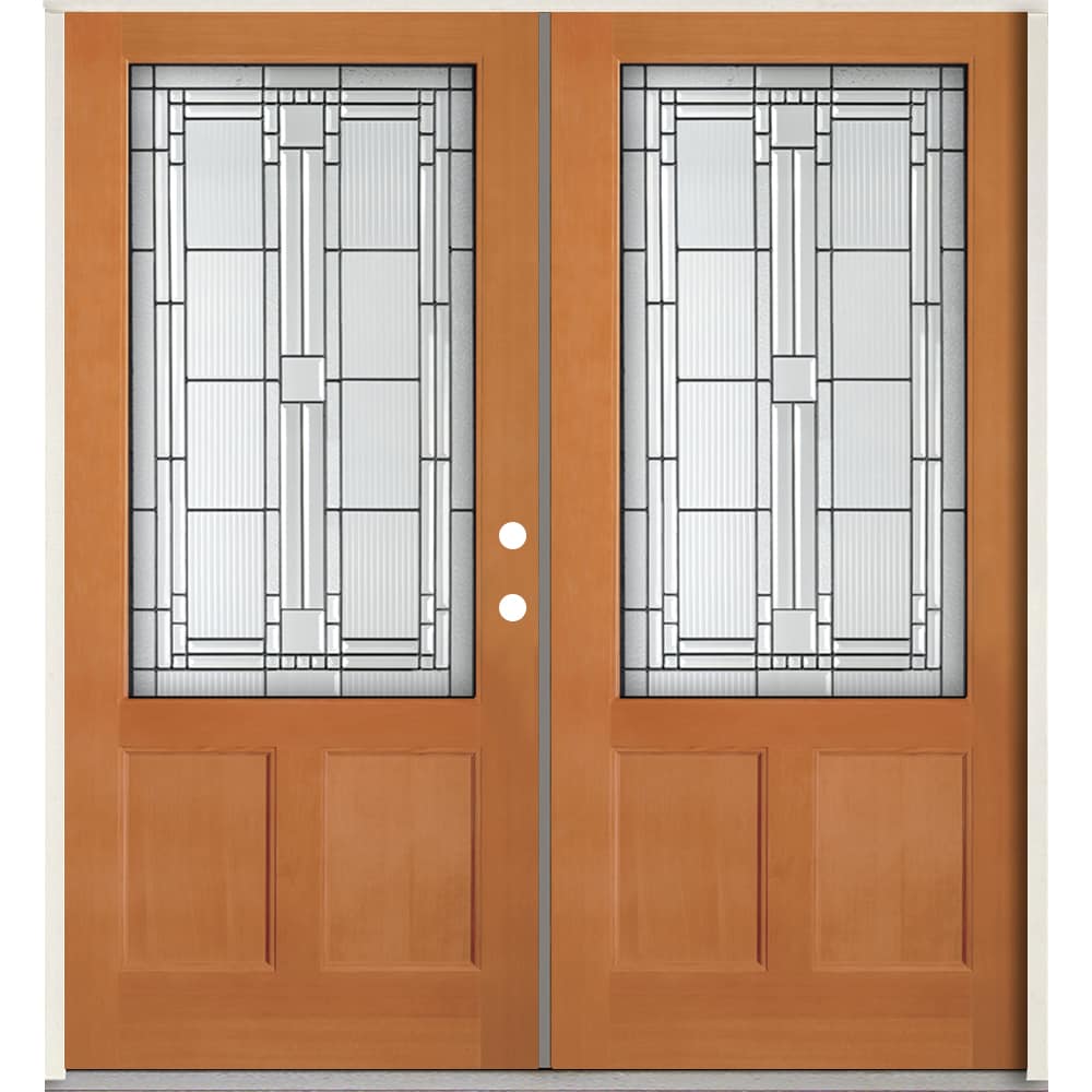 SIMPSON Douglas Fir Decorative Glass Front Door, 72x80 Prehung Double