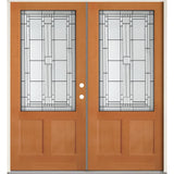 SIMPSON Douglas Fir Decorative Glass Front Door, 72x80 Prehung Double