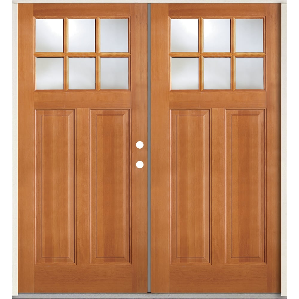 SIMPSON 72-in x 80-in Wood 1/4 Lite Left-Hand Inswing Prehung Double Front Door