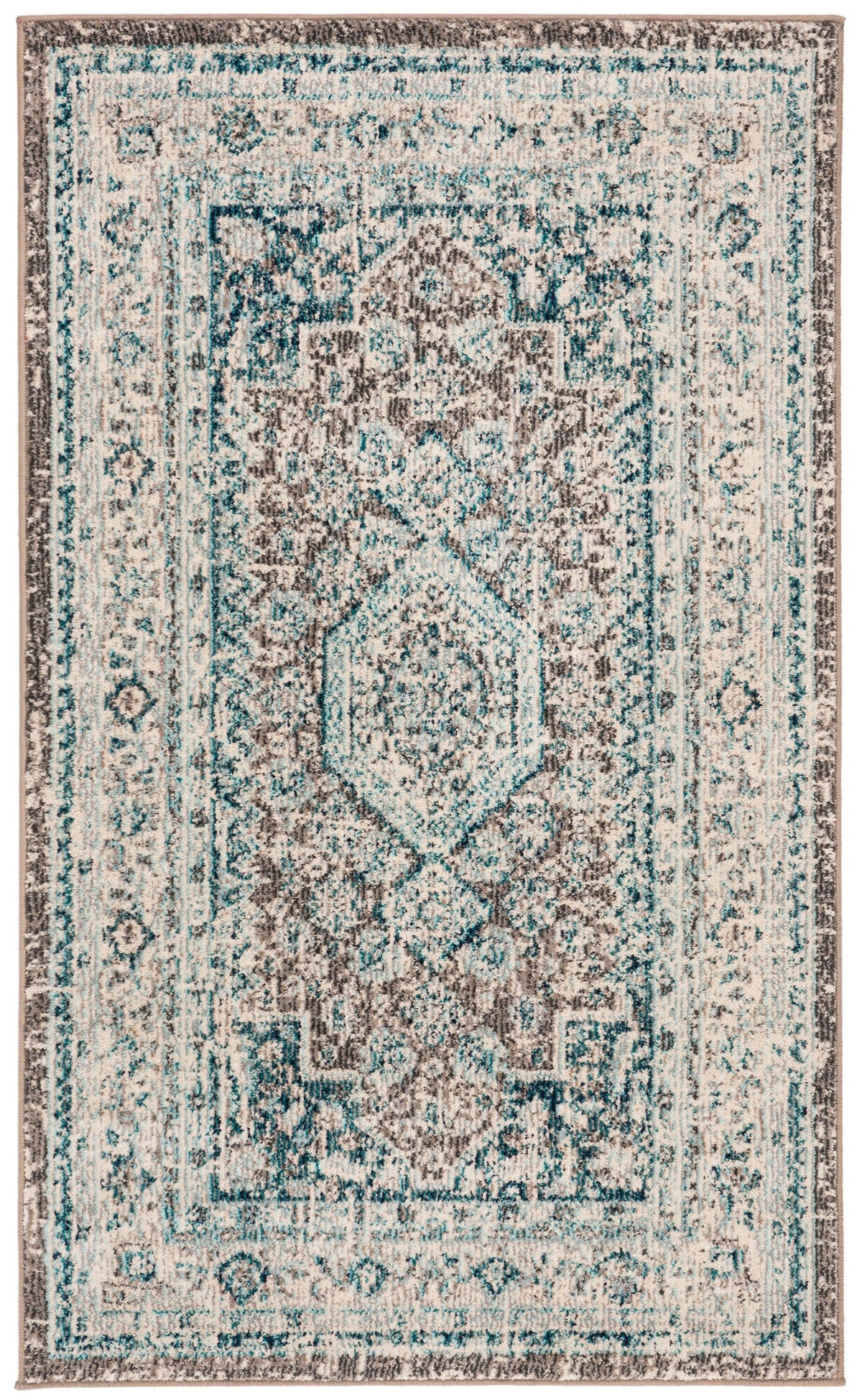 Safavieh Phoenix Nuri 3 x 5 Gray/Blue Indoor Abstract Vintage Throw Rug
