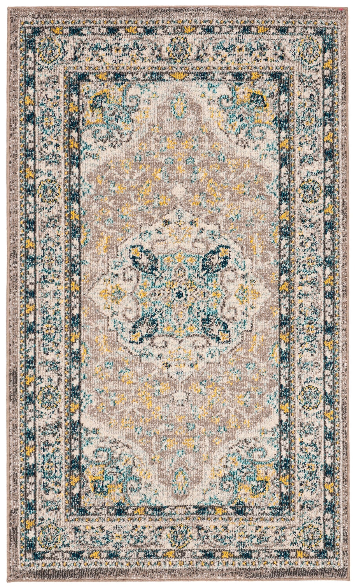 Safavieh Phoenix Khan 3 x 5 Ivory/Gray Rectangular Indoor Abstract Vintage Throw Rug