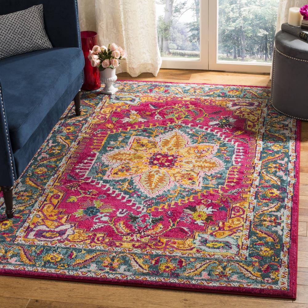 Safavieh Phoenix Ian 8 x 10 Fuchsia/Blue Indoor Distressed/Overdyed Vintage Area Rug