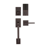 SmartCode 913 Contemporary Venetian Bronze Electronic Deadbolt with San Clemente Handleset and Halifax Interior Lever - Super Arbor