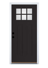 Therma-Tru Benchmark Doors 32-in x 80-in Fiberglass Craftsman Right-Hand Inswing Black Painted Prehung Single Front Door with Brickmould