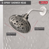 Delta Universal Showering Components Stainless 5-Spray Rain Shower Head, 1.75-GPM (6.6-LPM), 6-in