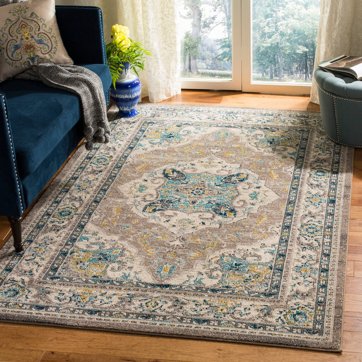 Safavieh Phoenix Khan 9 x 12 Ivory/Gray Indoor Abstract Vintage Area Rug