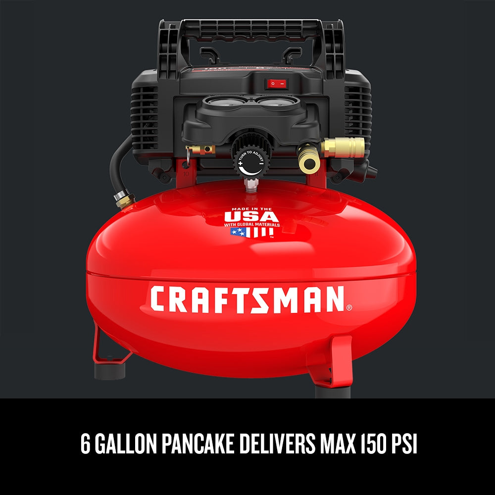 CRAFTSMAN 6-Gallon Single Stage Portable Electric Pancake Air Compressor