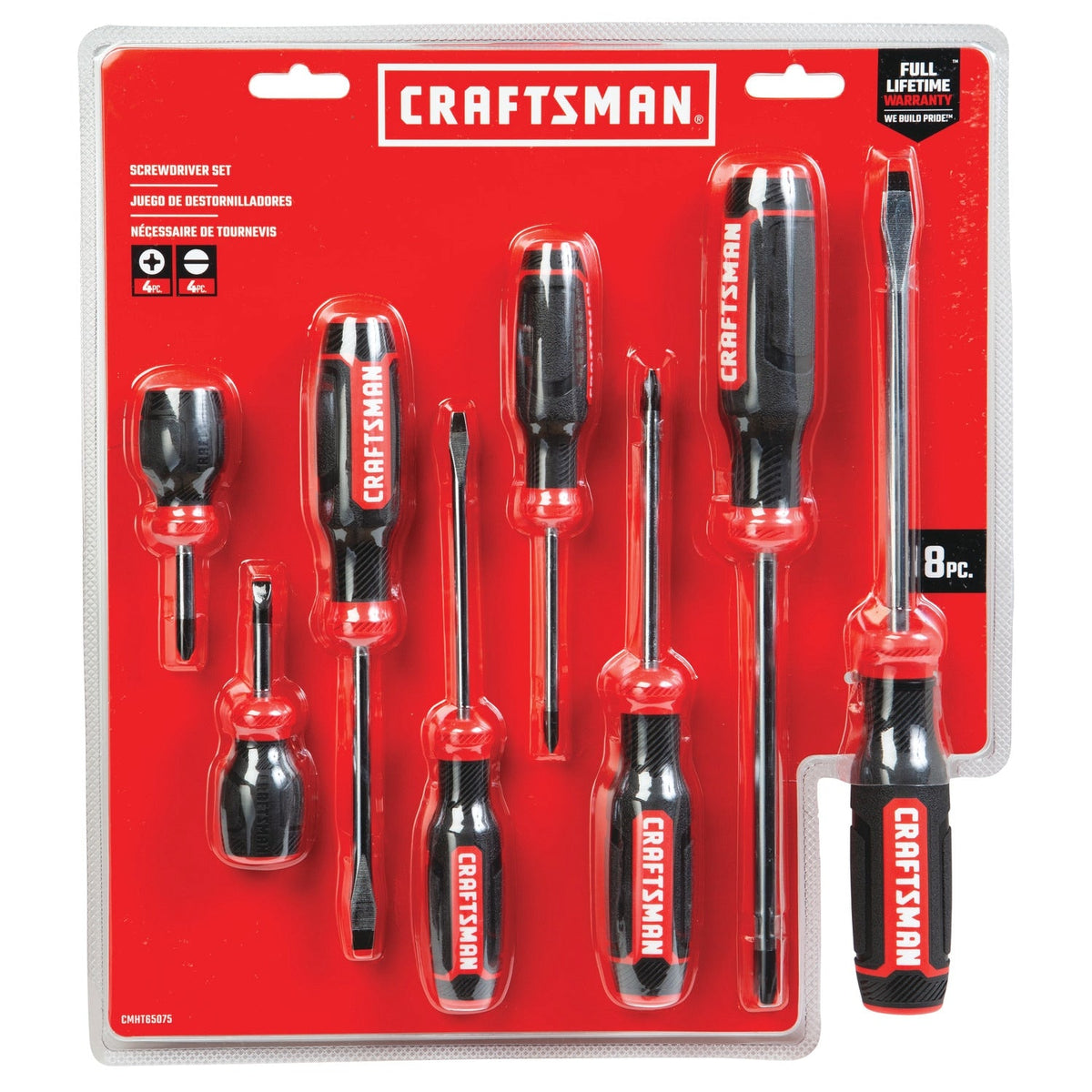 CRAFTSMAN 8-Piece Bi-Material Handle Screwdriver Set, Black Oxide Tip