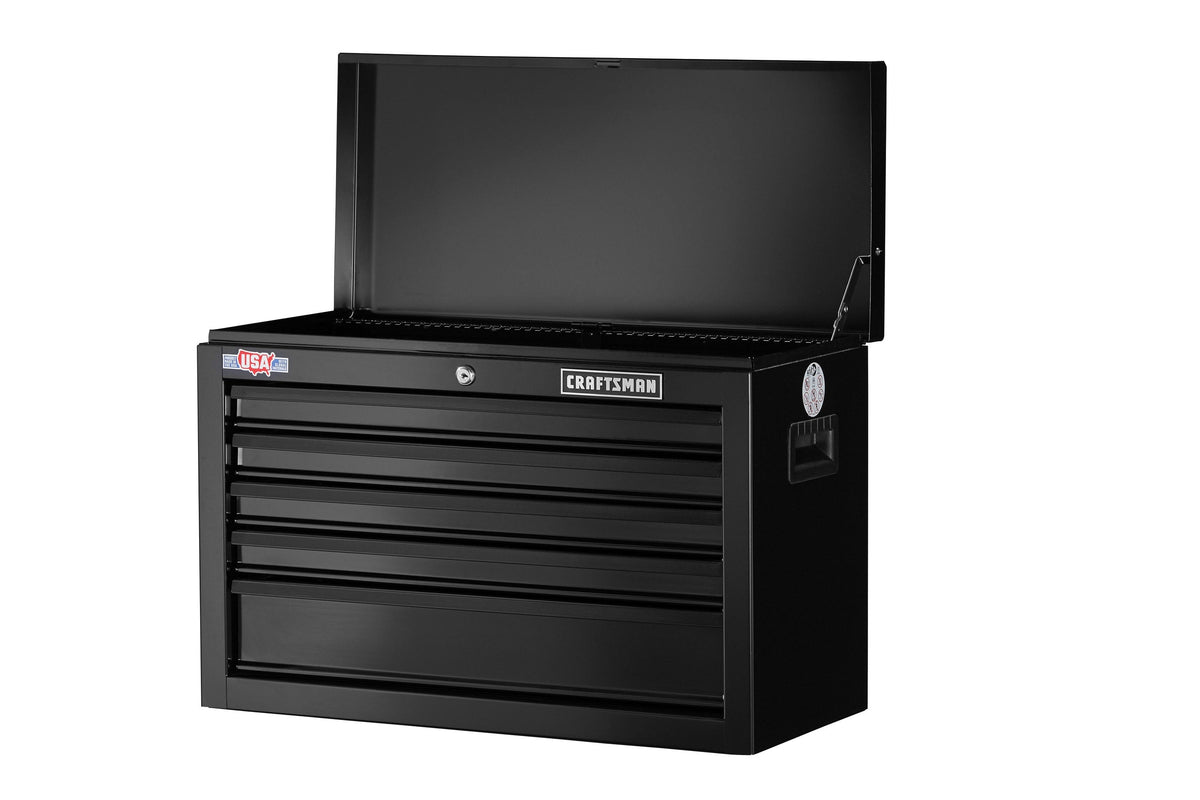 CRAFTSMAN 1000 Series 26-in W x 17.25-in H 5-Drawer Steel Tool Chest (Black) & 57-Piece Household Tool Set with Hard Case