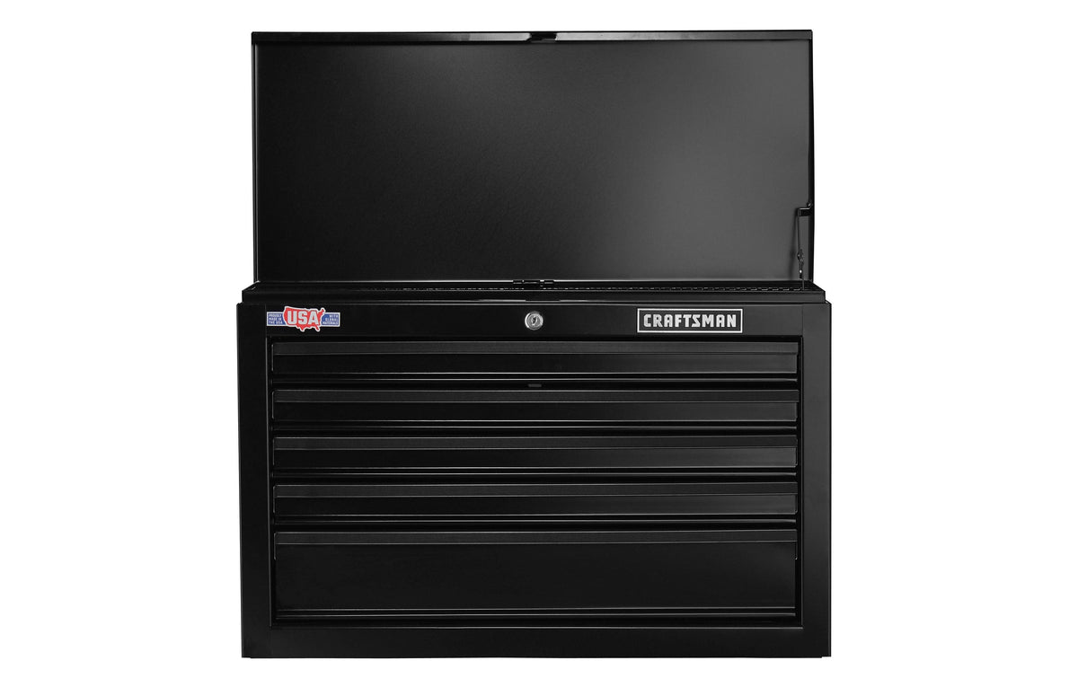 CRAFTSMAN 1000 Series 26-in W x 17.25-in H 5-Drawer Steel Tool Chest (Black) & 57-Piece Household Tool Set with Hard Case