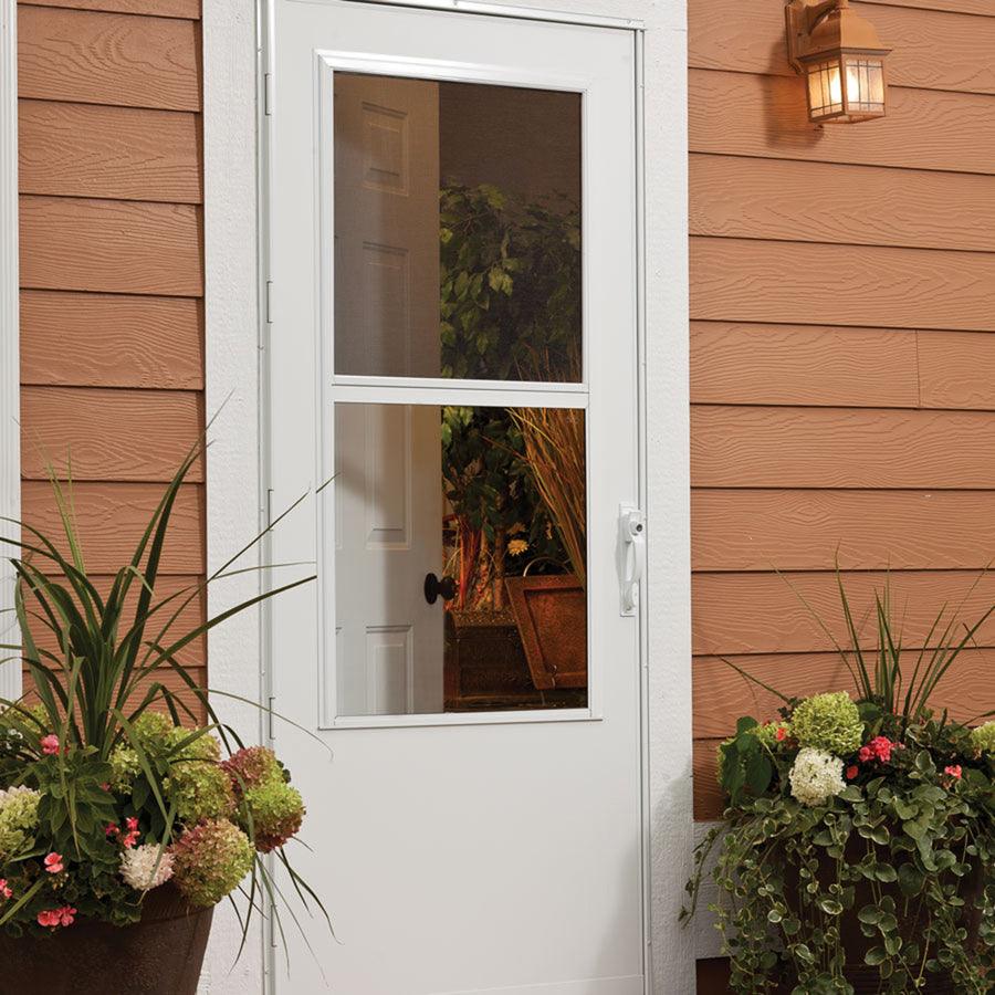 LARSON 36-in x 81-in White Mid-View Wood Core Storm Door - Super Arbor
