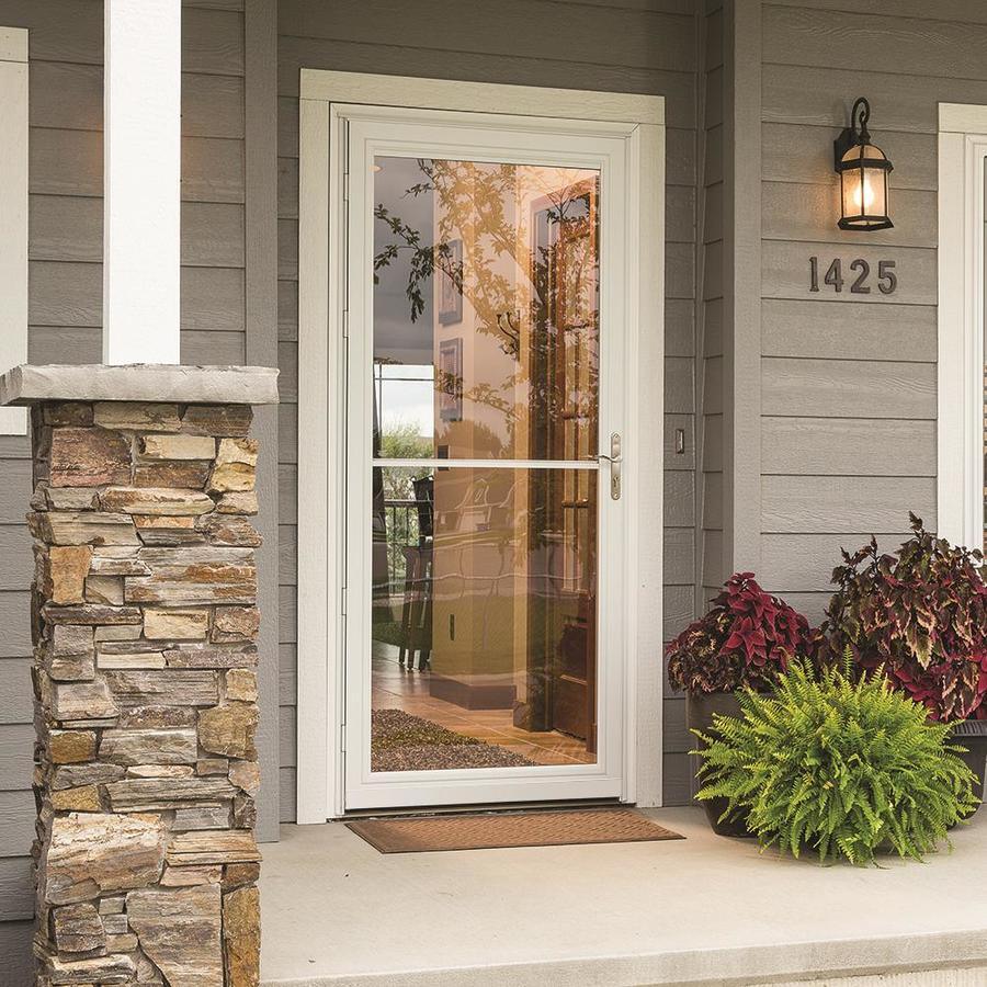Pella Rolscreen 36-in x 81-in White Full-View Aluminum Storm Door - Super Arbor