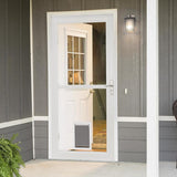 LARSON Tradewinds Pet Door 32-in x 81-in White Full-View Aluminum Storm Door - Super Arbor