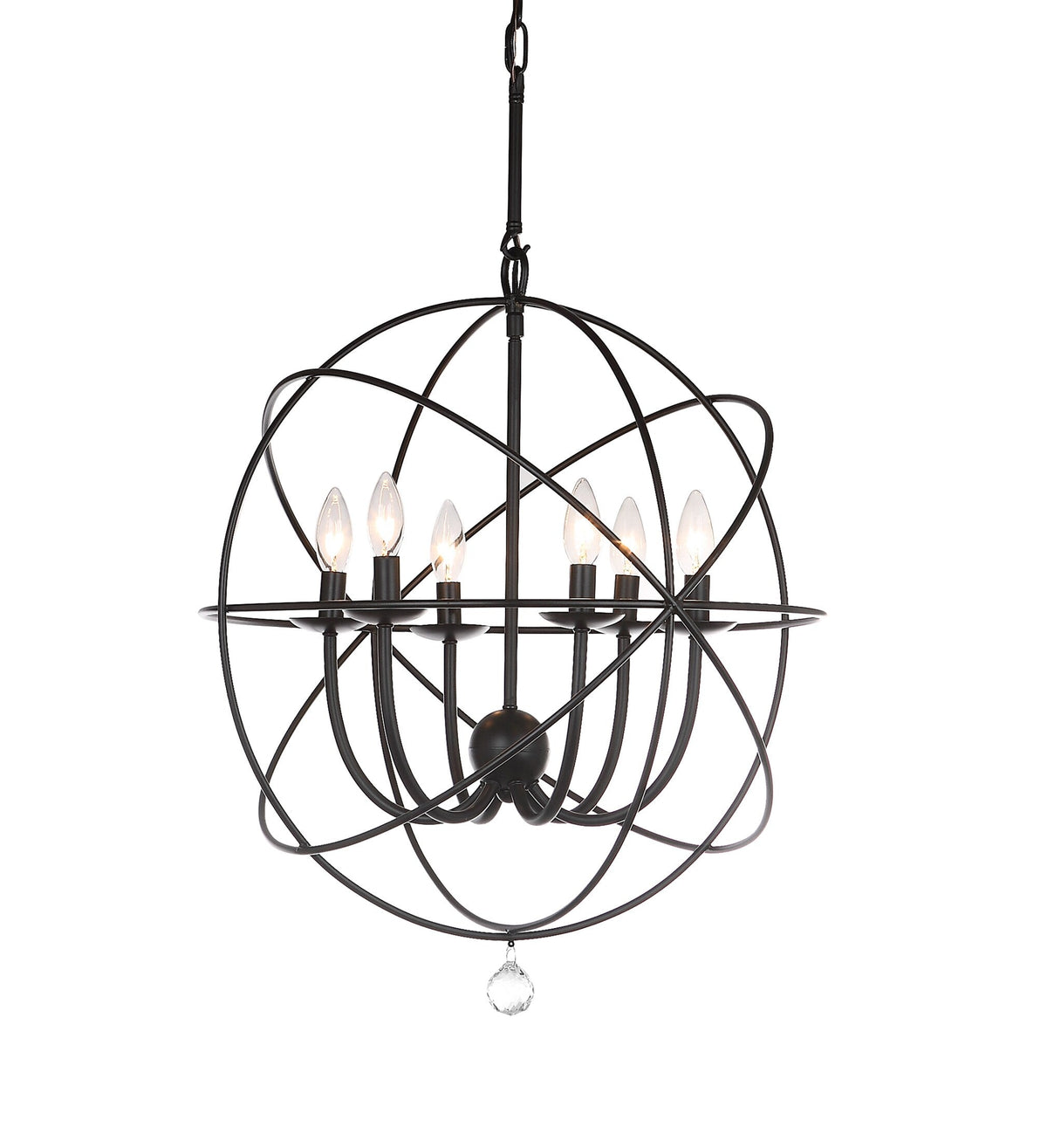 Safavieh Evie 6-Light Black Modern/Contemporary Cage Chandelier, 22-in Diameter