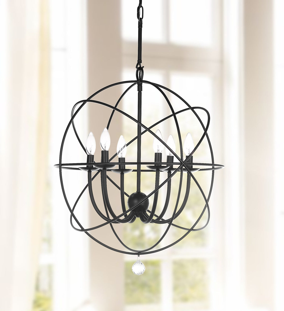 Safavieh Evie 6-Light Black Modern/Contemporary Cage Chandelier, 22-in Diameter