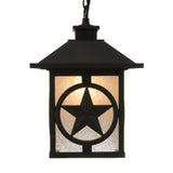 Portfolio Thoroughbred Matte Black Rustic Textured Glass Square Outdoor Pendant Light, 1-Light, 9-in