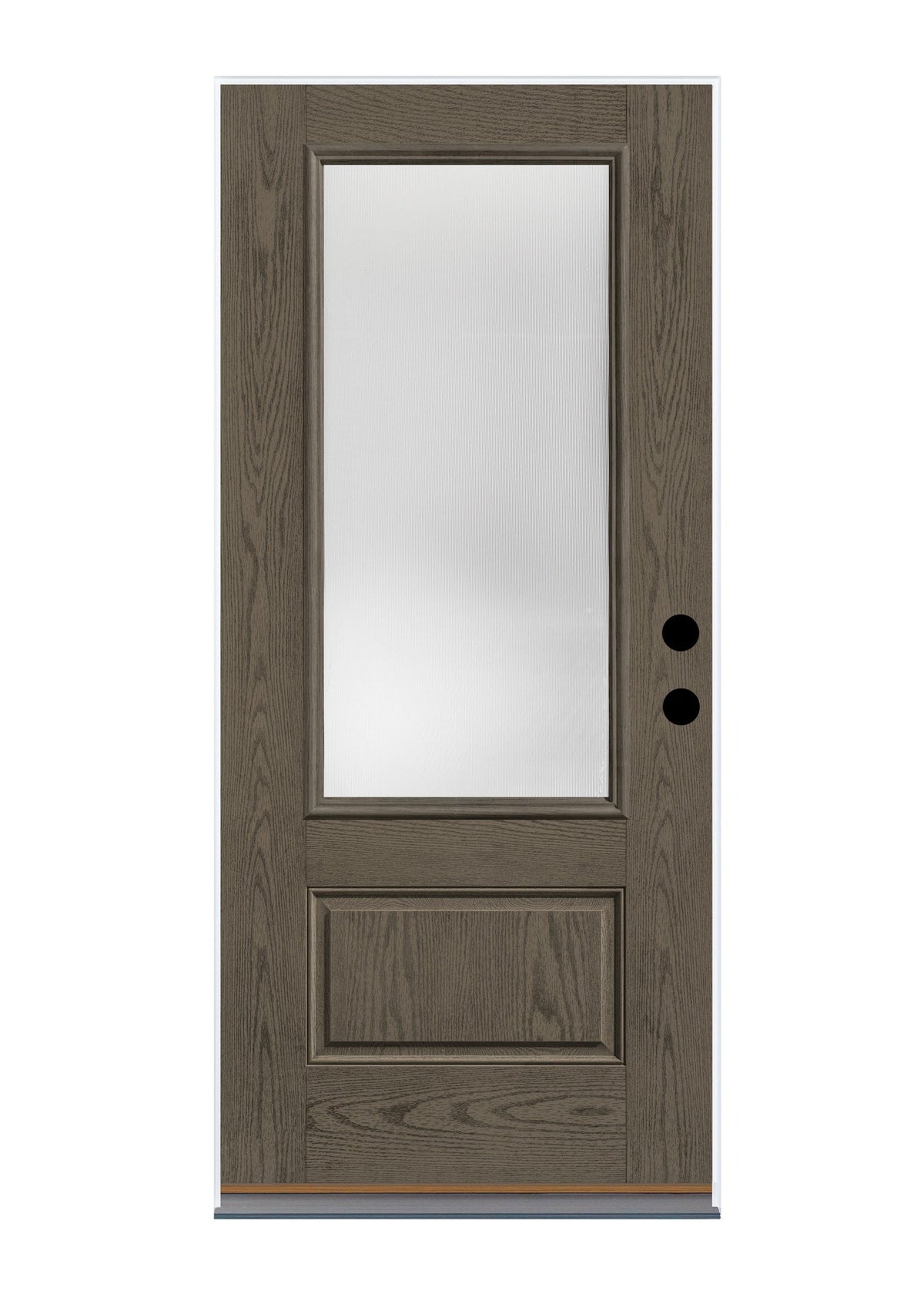 Therma-Tru Benchmark Reed 36-in x 80-in Fiberglass 3/4 Lite Left-Hand Inswing Gray Ash Stained Prehung Single Front Door
