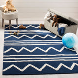 Safavieh Kids Zigzag 4 x 6 Navy/Ivory Indoor Chevron Hand-Tufted Wool Area Rug
