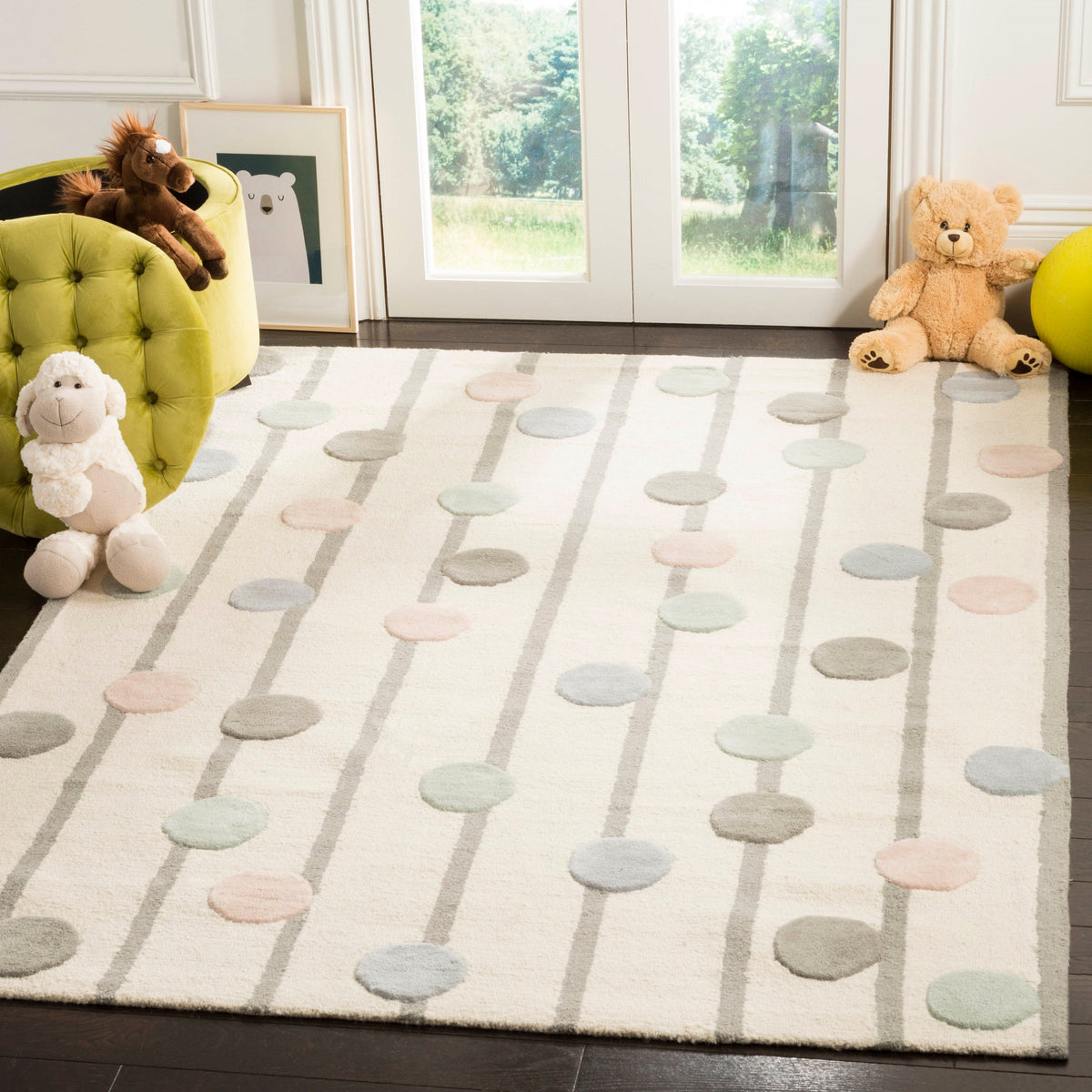Safavieh Kids Confetti 5 x 7 Ivory/Multi Hand-Tufted Wool Indoor Abstract Area Rug