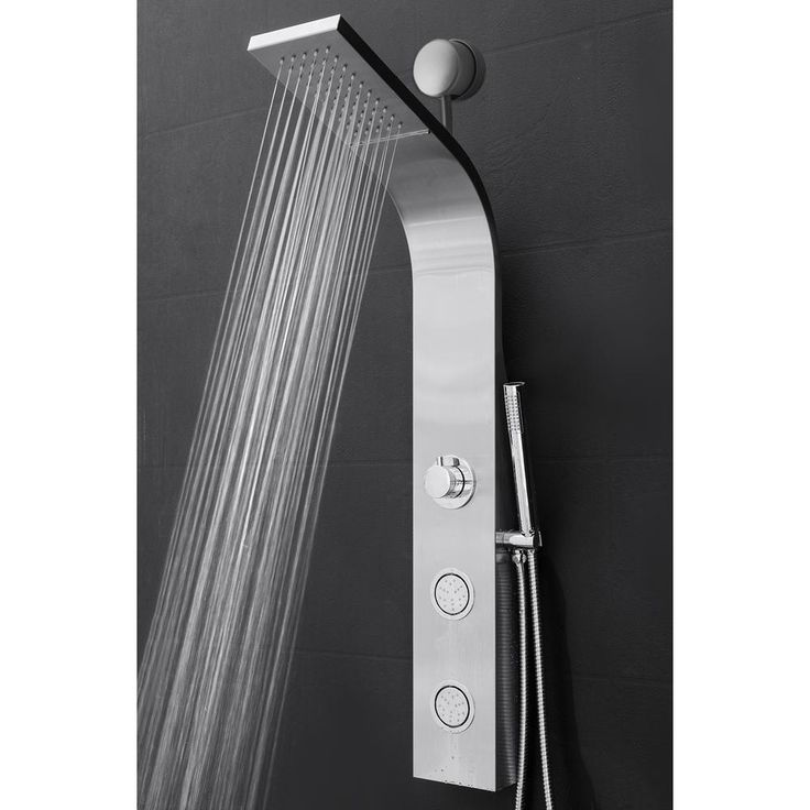 39 in. 2-Jet Easy Connect Shower Panel System in Stainless Steel with Rainfall Waterfall Shower Head and Shower Wand